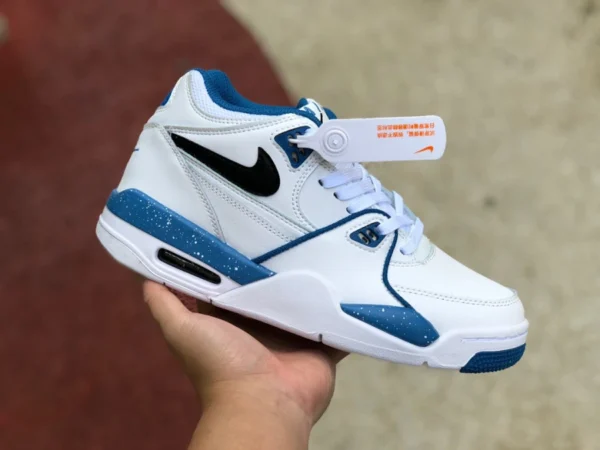 aj4 frères blanc et bleu Nike Air Flight 89 AJ4 frères chaussures de basket-ball à coussin d'air pour hommes 306252-116