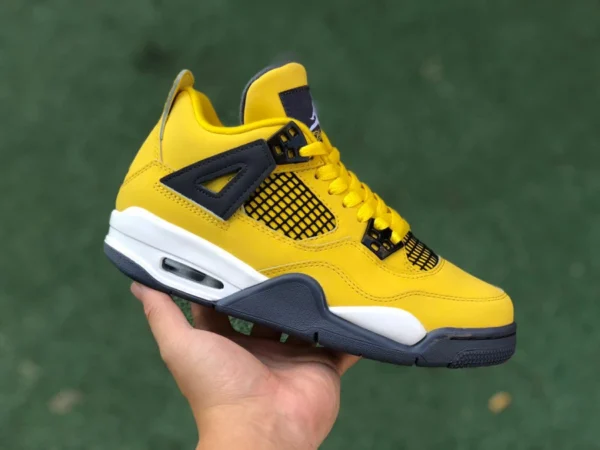 aj4 Dianmu pur original Air Jordan 4 Retro (GS) "Tour Yellow" chaussures de basket-ball Dianmu noir et jaune 408452-700