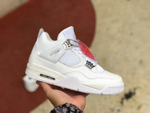 aj4 argent version rentable Air Jordan 4 Pure Money AJ4 Jordan 4 argent pur blanc blanc chat 308497-100