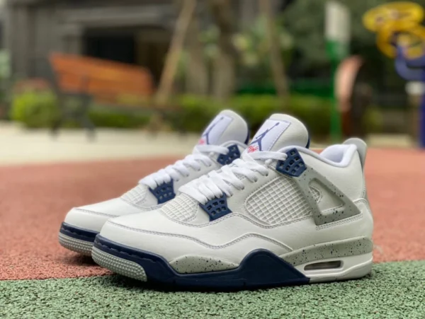 aj4 bleu nuit première couche cuir Air Jordan 4 AJ4 blanc bleu bleu nuit splash encre rétro mi-haut chaussures de basket-ball pour hommes et femmes DH6927-140