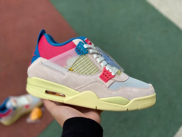 aj4un Rose Bleu Première Couche Cuir Air Jordan 4 x Union AJ4 Union Joint South Coast Rose Bleu DC9533800