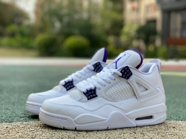 aj4 blanc violet métal pur original Air Jordan 4 AJ4 blanc violet raisin métal boucle chaussures de basket CT8527-115