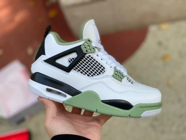 aj4 blanc vert sauge Air Jordan 4 AJ4 blanc vert noir matcha vert sel de mer chaussures de basket-ball mi-hautes AQ9129-103 131