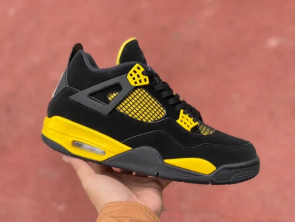 aj4 Black and Yellow Thunder Édition économique Air Jordan 4 Thunder Mid AJ4 Black and Yellow Thunder Chaussures de basket-ball mi-hautes pour hommes DH6927-017