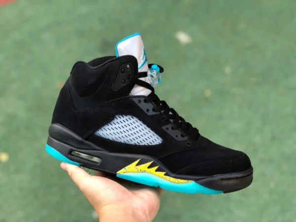 aj5 noir et jaune bleu pur original Air Jordan 5 Aqua noir et jaune bleu chaussures de basket DD0587-047