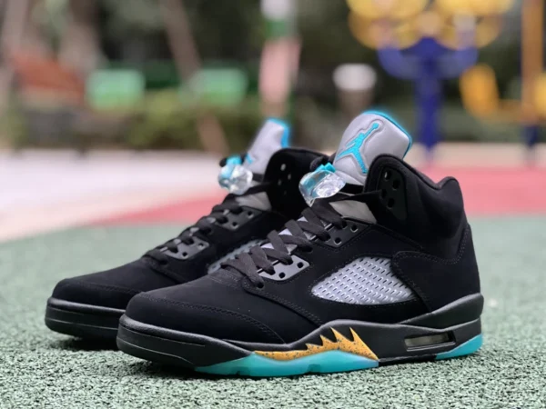 aj5 noir bleu lac eau coupe pièce pur original Air jordan 5 "Aqua" AJ5 noir bleu lac eau bleu sport rétro chaussures de basket-ball DD0587-047