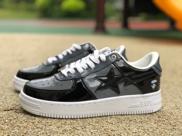 Apeman cuir verni noir et gris nouvelle version BAPE STA SK8 nouvelles baskets chaussures décontractées étoiles chaussures de sport basses Apeman