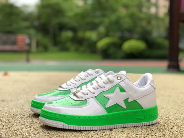 Apeman cuir verni blanc et vert nouvelle version BAPE STA SK8 nouvelles baskets chaussures décontractées étoiles chaussures de sport basses Apeman