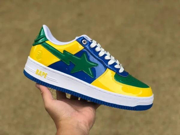 Ape Man jaune vert bleu cuir verni nouvelle version BAPE STA SK8 nouvelles baskets chaussures de sport étoiles Ape Man chaussures de sport basses