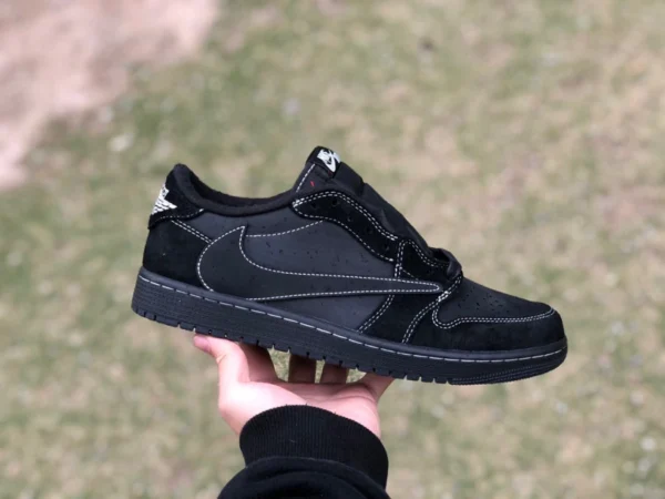 aj1 Barb Low Black Cat T1 Pure Version originale améliorée Travis Scott x Air Jordan 1 Low OG "Black Phantom" Barb 5