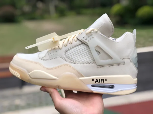 aj4ow Baifan flambant neuf pur original Air Jordan 4 Off White AJ4 Qiao 4 OW joint transparent cigale aile voile blanche CV9388-100