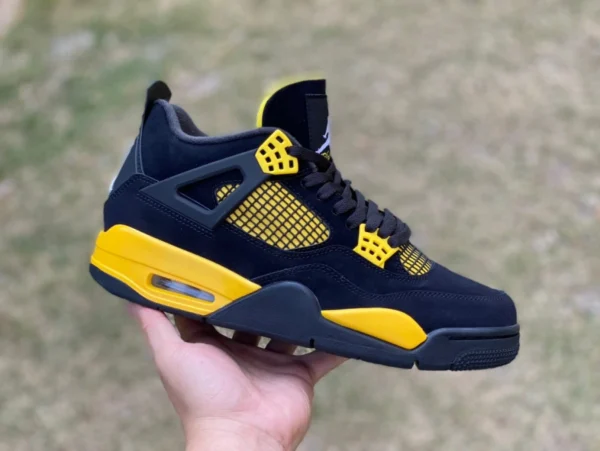 aj4 noir et jaune Thunder T1 pur original Air Jordan 4 Thunder Mid AJ4 noir et jaune Thunder chaussures de basket-ball mi-hautes pour hommes DH6927-017