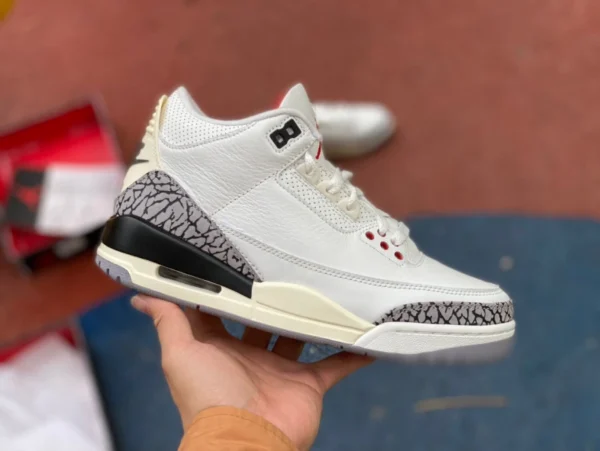 aj3 ciment blanc vieux s2 pur original Air Jordan 3 AJ3 ciment blanc Joe 3 blanc gris craquelé version 2023 Retro White Cement Reima DN3707-100