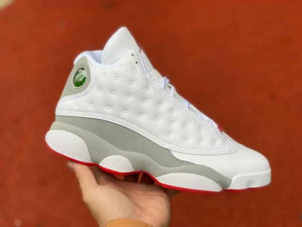 aj13 blanc gris rouge première couche carbone véritable Air Jordan 13 "Wolf Grey" wolf gris gris blanc rouge haut 414571-160