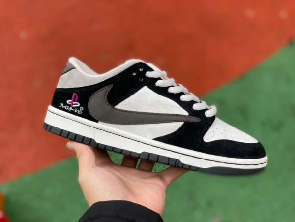 dunk barb noir gris bas TravisScott x Playstation x NikeSBDunkLow Nike chaussures de skateboard conjointes à trois CU1726