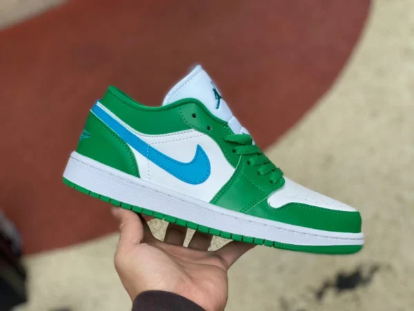 aj1 blanc vert bleu crochet Air Jordan 1 Low AJ1 blanc vert bleu chanceux vert bas chaussures de basket-ball rétro DC0774-304