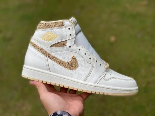 aj1 champagne blanc pur en détresse haute qualité Air Jordan 1 "Vibrations de Naija" petit style de parfum haut en détresse couleur champagne blanc pur fd8631-100