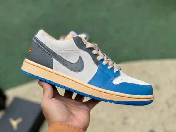 aj1 bleu gris blanc bas pur original Air Jordan 1 AJ1 bleu gris blanc UNC gris Caroline du Nord rétro baskets basses décontractées DZ5376-469