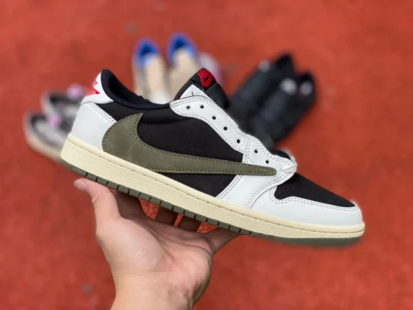 aj1 barbe faible vert olive commerce extérieur pur original Travis Scott x Air Jordan 1 Low OG WMNS Olive DZ4137