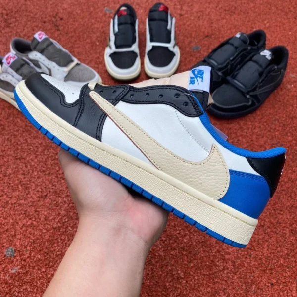 aj1 barbe bas-top foudre commerce extérieur pur original Air Jordan 1 AJ1 barbe blanc et bleu Fujiwara Hiroshi foudre TS chaussures de basket-ball DM7866-140