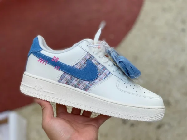 AF1 denim petit parfum bas pur original Nike Air Force 1 Nike chaussures pour femmes AF1 denim petit parfum Air Force One baskets FJ7740-141