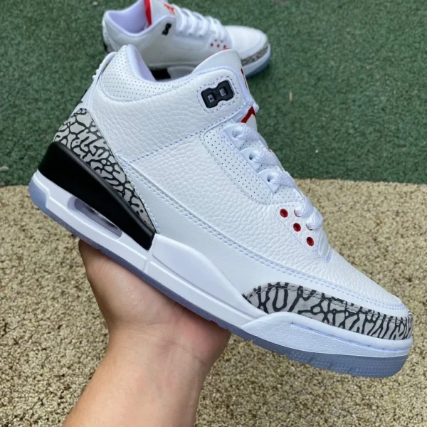 aj3 ligne de lancer franc première couche de cuir Air Jordan 3 Retro AJ3 blanc ciment bleu fond en cristal 923096-101