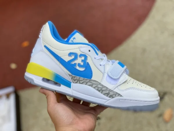 aj312 blanc bleu jaune faible Air Jordan 3 Retro AJ3 blanc ciment bleu cristal bas 923096-101