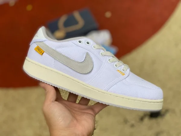 aj1 blanc gris toile crochet union LA x Air Jordan 1 KO Low AJ1 pur blanc bas haut DO8912-101