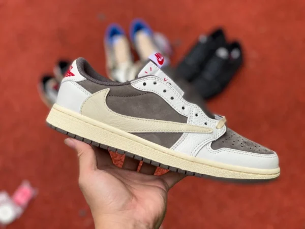 aj1 barbe bas beige blanc marron commerce extérieur pur original Air Jordan 1 Low AJ1 reverse TS joint blanc marron bas moka beige barbe DM7866-162