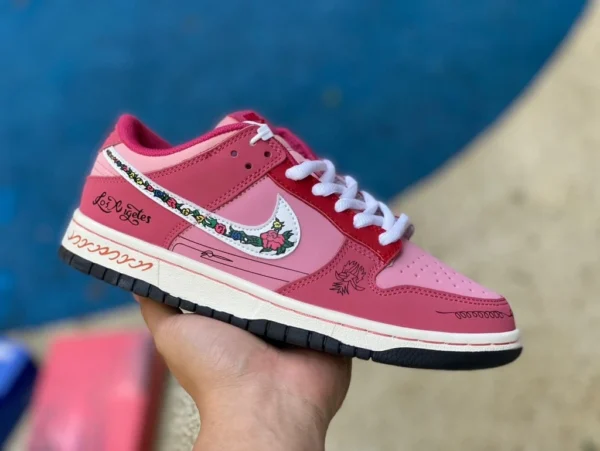 Dunk blanc rose rose personnalisé Nike Dunk Low Gypsy Rose cw1590-100