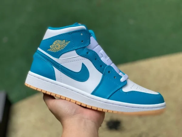 aj1mid bleu, blanc et jaune bas pur original Air Jordan 1 Mid AJ1 bleu et blanc mi-haut chaussures de basket-ball rétro DQ8426-400