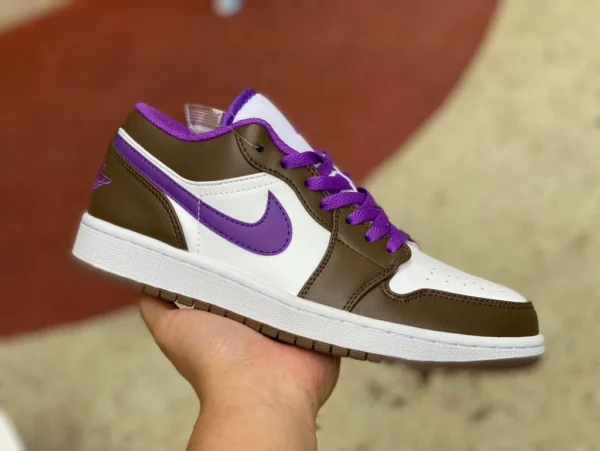 aj1 marron blanc violet bas Air Jordan 1 Low marron blanc violet bas chaussures de basket-ball rétro 553558 215