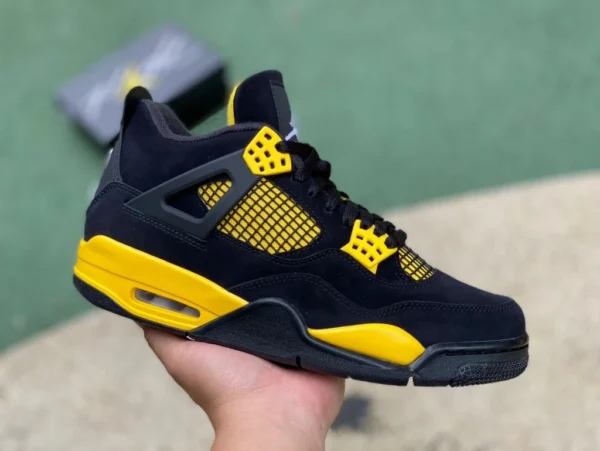 aj4 noir et jaune Thunder édition spéciale ljr produit Air Jordan 4 Thunder Mid AJ4 noir et jaune Thunder chaussures de basket-ball mi-hautes pour hommes DH6927-017