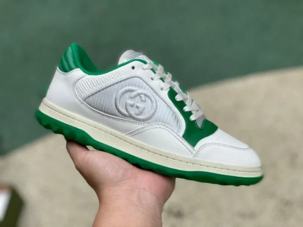 Gucci MAC80 version canal Guangzhou blanc et vert GUCCI Gucci MAC80 baskets basses à lacets en tissu cuir