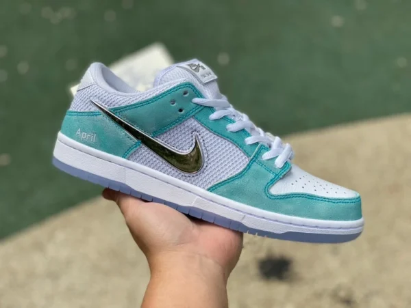 Dunk joint APRIL blanc et vert pur original APRIL SKATEBOARDS x Nike SB Dunk Low baskets basses respirantes Tiffany blanc et vert