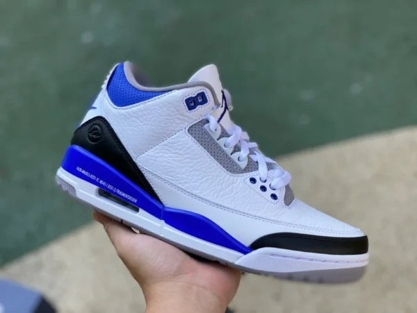 aj3 blanc bleu foudre pur original Air Jordan 3 AJ3 x fragment Hiroshi Fujiwara joint gros foudre DA3595-100