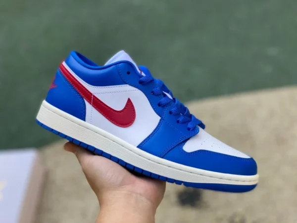 aj1 blanc bleu rouge bas pur original Air Jordan 1 Low AJ1 blanc bleu rouge bas chaussures de basket-ball rétro DC0774-416