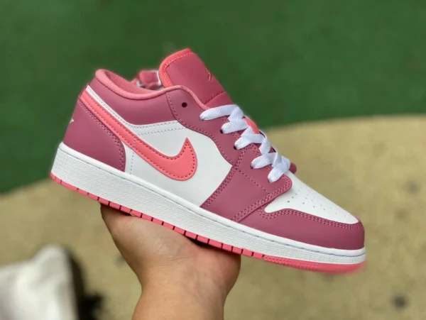 aj1 Strawberry Bear Blanc Rose Air Jordan 1 Low AJ1 Blanc Rose Strawberry Bear Chaussures de basket-ball basses rétro pour femmes 553560-616