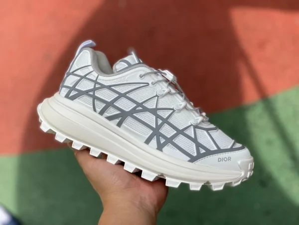 Dior B31 Blanc Gris DIOR Dior B31 Mesh Bout rond Motif Cannage Chaussures de sport basses confortables et résistantes à l'usure 3SN297ZUV_H060