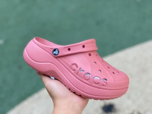 Sandales roses Crocs logo Crocs Crocs Bava Platform Clog sandales de sport antidérapantes et résistantes à l'usure 208186-001