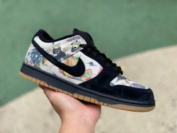 Dunk noir sup co-marqué Supreme x Nike SB Dunk Low "Rammellzee" co-marqué baskets basses respirantes résistantes à l'usure rétro tendance FD8778-001