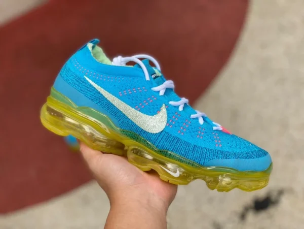 Nike Grand Coussin Bleu et Jaune 2023 Nike/Nike Air VaporMax 2023 Flyknit Chaussures de course élastiques respirantes DV6840-003