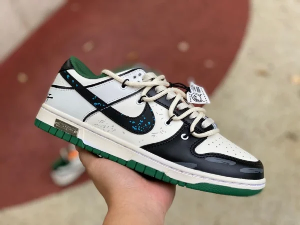 Dunk straps noir et blanc vert Nike Dunk Low baskets basses déconstruites dd1391-300