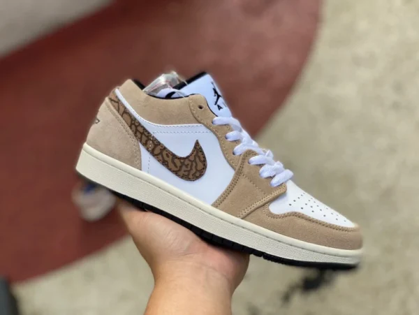 aj1 blanc marron bas Air Jordan 1 AJ1 blanc marron bas baskets rétro décontractées pour hommes DZ4130-201