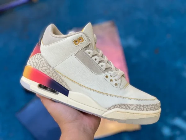 aj3 blanc bleu rouge modèle commun boîte d'origine emballage version J Balvin x Jordan Air Jordan 3 chaussures de basket-ball rétro communes hommes et femmes même style blanc bleu rouge FN0344-901