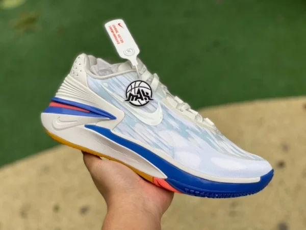 La version originale pure destructrice du monde blanc et bleu GT2.0 prend en charge la série actuelle Nike Air Zoom GT2 blanc et bleu amorti bas chaussures de basket-ball réelles DJ6015-10