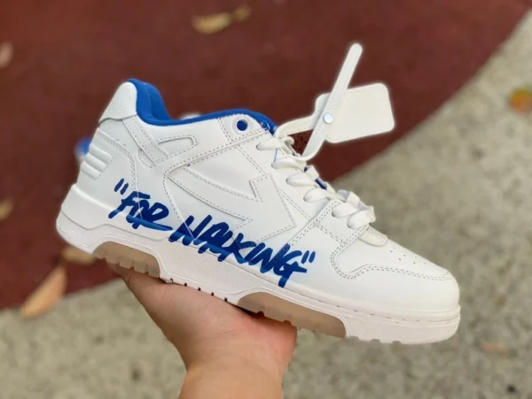 OW chaussures basses à lacets et bout rond en cuir OFF-WHITE out Ofhce blanc et bleu