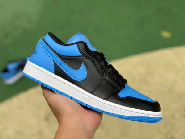 aj1 noir et bleu bas pur original Air Jordan 1 Low AJ1 noir et bleu rétro 553558041