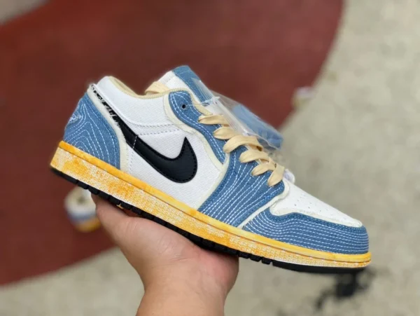 aj1 vieux bleu délavé bas Air Jordan 1 Low AJ1 vieux bleu délavé chaussures de basket rétro FN7670493