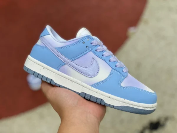 Dunk blanc bleu violet bas Nike Dunk Low Nike chaussures pour femmes blanc bleu violet diamant crochet bas rétro baskets chaussures de sport FN0323400